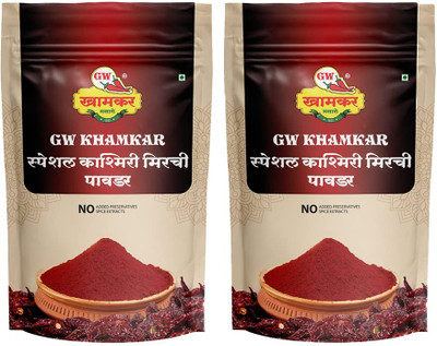 GW Khamkar Kashmiri Mirchi/Chilli Powder/Spices (Sortex Clean), Aromatic and Delicious(2 x 185 g)
