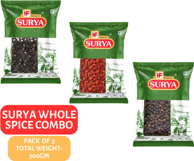 Surya Chilli Flakes 100g Schezwan pepper 100g Black pepper whole 100g(3 x 100 g)