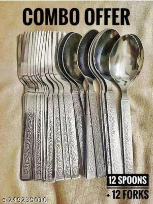 Stainless Steel Spoon Set For Dinning Table/Cutlery Set of 12 Disposable Stainless Steel Table Spoon, Cream Spoon, Sugar Spoon, Ice-cream Spoon, Salad Spoon Set(Pack of 24)
