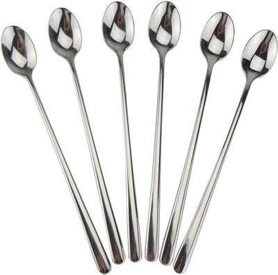 GIFTMART Long handle spoon 6 pieces. Stainless Steel Ice-cream Spoon, Sugar Spoon Stainless Steel Dessert Spoon, Ice Tea Spoon Set(Pack of 6)