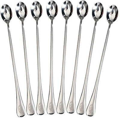 GiftPlaza Abira Collection Stainless Steel Ice-cream Spoon, Dessert Spoon, Table Spoon, Olive Spoon Set(Pack of 8)