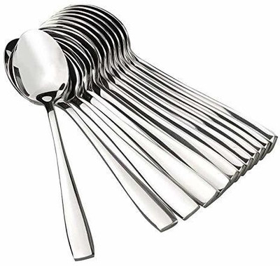 VIJAY EXPORT Stainless Steel Tea Spoons with Round Edge, Tableware, (Set of 12), Silver Stainless Steel Serving Spoon Set(Pack of 12)