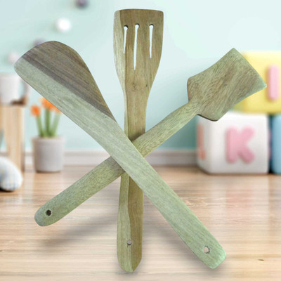 Ruby Perl Wooden kitchen spoon set for cooking Wooden & serving Spoon Set (Pack of 3) Wooden Serving Spoon Set(Pack of 3)