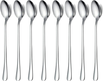 VishList Long handle spoon 8 pcs Soda Spoon Stainless Steel Coffee Spoon, Dessert Spoon, Ice Tea Spoon Set(Pack of 8)