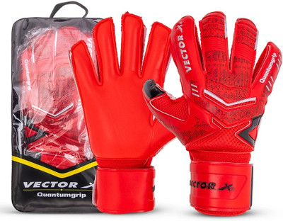 VECTOR X Quantum Grip Latex Palm & Backend high density PU Goalkeeping Gloves(Red)