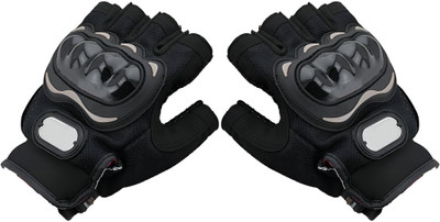 Yeahmom Bike Riding Hard Knuckle Protective & Breathable Fingerless Hand Sports Gloves Riding Gloves(Black)