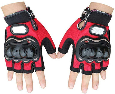 Leosportz Motocross BREATHABLE FABRIC RIDING GLOVES FOR RIDERS,BIKERS Riding Gloves(Red)