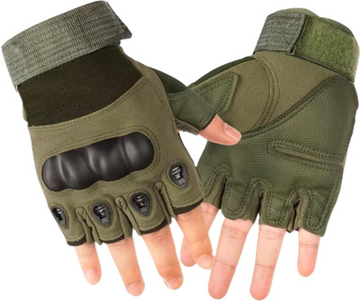 uRock Half Finger Gloves for Sports, Hard Knuckle,Cyclling,Travelling,Outdoor Gloves Gym & Fitness Gloves(Green)