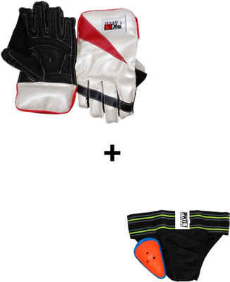 bbj Cricket Wicket Keeper Gloves + Underwear + Abdomen Guard | Combo Kit Wicket Keeping Gloves(Multicolor)