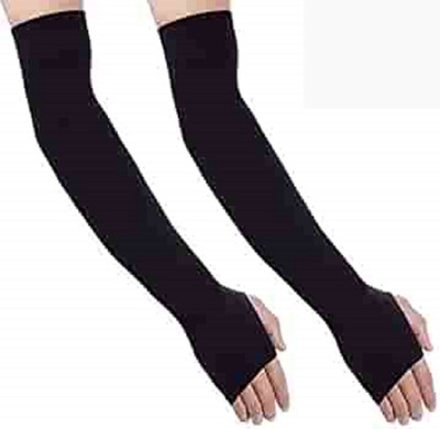 Adnate Nylon Arm Sleeve For Men & Women With Tattoo(Free, Black)
