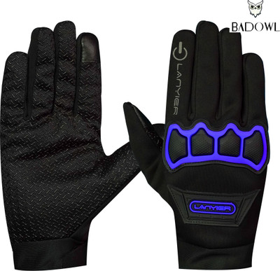 BAD OWL Full-Finger Bike Gloves with Touch Screen, Hard Knuckle for Cycling, Motorcycle Riding Gloves(Blue)