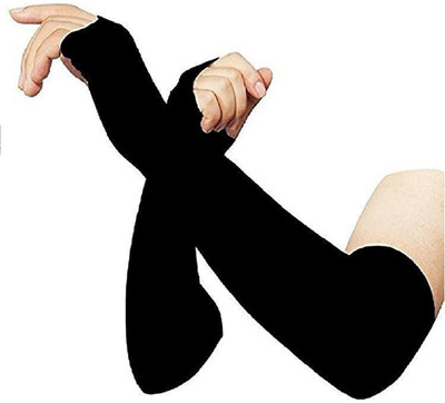Blackrod Polyester Arm Sleeve For Men & Women(Free, Black)