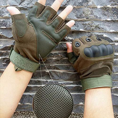ZARRY Half Finger Cycling Motorcycle Gloves Riding Gloves Driving Gloves(Green)