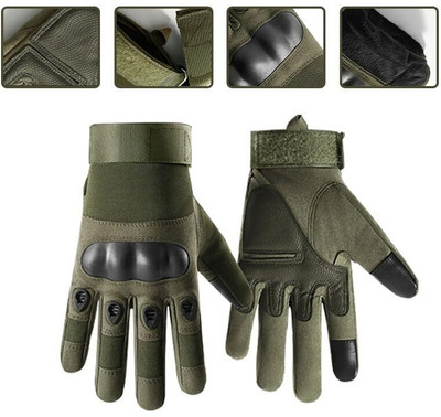 ZARRY Full Finger Unisex Military Green Bike Riding Gloves for Men and Women, Winter Driving Gloves(Green)