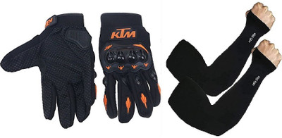 MELZRON Full Finger Winter Bike Riding Racing Gloves Motorcycle Hand Gloves for Men, KTM Riding Gloves(Orange, Black)