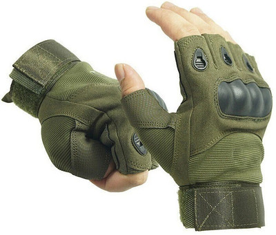 Yeahmom Half Finger Hard Knuckle Motorcycle Outdoor Riding Breathable Gloves Riding Gloves(Green)