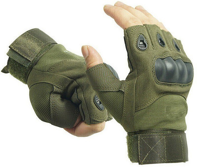 Yeahmom Half Finger Hard Knuckle Motorcycle Outdoor Riding Breathable Gloves Riding Gloves(Green)