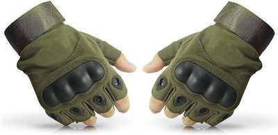 Yeahmom Hard Knuckle Motorcyle_Bike Riding Gloves Breathable & Protective Half Finger Riding Gloves(Green)