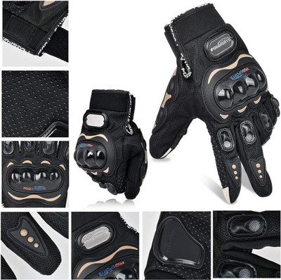 ZARRY Full Finger Probiker Bike Riding Motorcycle Hand Gloves for Men and Women Gloves Driving Gloves(Black)