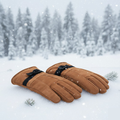 Aim Emporium Leather Gloves for Men Warm Winter Gloves Driving Gloves(Brown)