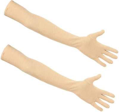 Shambhavi Cotton Arm Sleeve For Men & Women(Free, Beige)