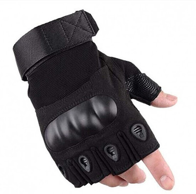Yeahmom Hard Knuckle Motorcyle_Bike Riding Gloves Breathable & Protective Half Finger Riding Gloves(Black)