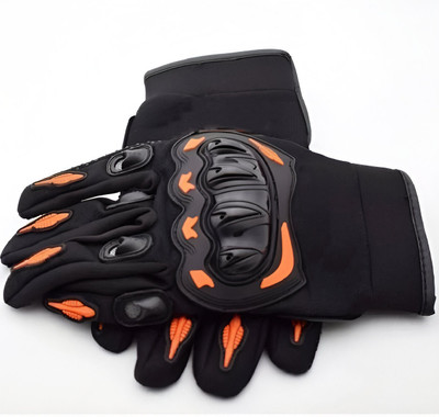 Creekmom Full Fingers Hard Knuckled Protection & Breathable Bike Riding Gloves for Riders Riding Gloves(Black & Orange)
