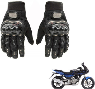 ZARRY Pro Biker Anti Skid Breathable Fabric Full Finger Protective Biker Racing Gloves Driving Gloves(Black)