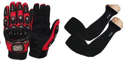 ZARRY Full Finger Motorcycle Riding Gloves Red Pro Biker Gloves, Bike Rider Driving Gloves(Red)