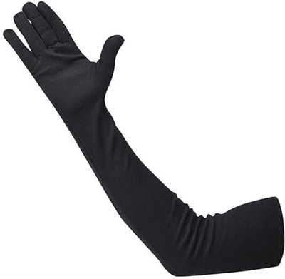 Amalya Full-Hand Long Gloves for Bike Riding Washable,and Tailored for Sun Protection Riding Gloves(Black)