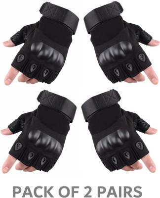 Yeahmom Half Finger Hard Motorcycle Outdoor Riding Breathable Hand Gloves Riding Gloves(Black)