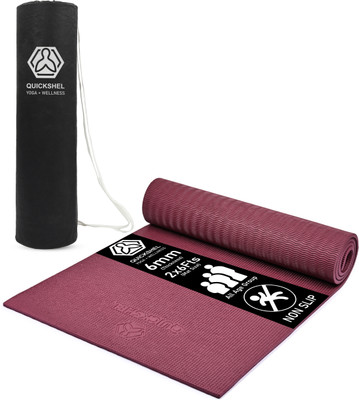 Quick Shel EVA + TPE Anti Slip Home Gym Exercise Workout Fitness for Men Women with Bag Maroon 6 mm Yoga Mat