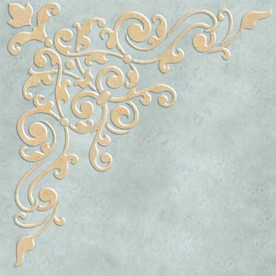 Kayra Decor Crest Design Corner Ceiling Stencil KDRDSS1272 Size 16x16 Inch Stencil(Pack of 1, Size 16x16 Inch)
