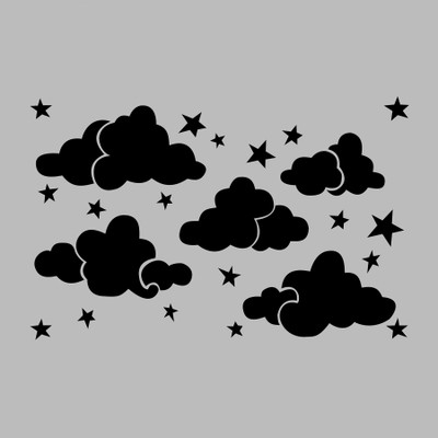 Kayra Decor Clouds and Stars kids Room Wall Stencil Size 24x36 Inch Stencil(Pack of 1, Cloud)