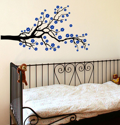 Divine Printry 100 cm Size, Tree With Flower Wall Self Adhesive Sticker(Pack of 1)