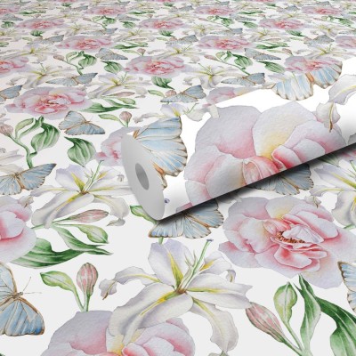 DeCorner 300 cm Butterfly Jasmine Self Adhesive Sticker(Pack of 1)