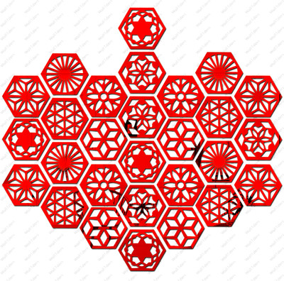 wall1ders 12 cm Hexagon Mandala 28 Red - Acrylic Mirror Wall Sticker's Self Adhesive Sticker(Pack of 1)
