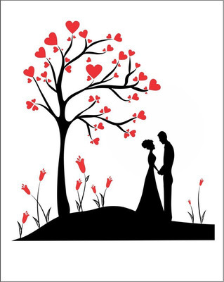 Vijaya enterprises 91 cm Couple love hart tree wall sticker size (91x91 cm) Self Adhesive Sticker(Pack of 1)