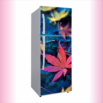 K2A Studio 60 cm multi leaves with nature background fridge wrap wallpaper for Self Adhesive Sticker(Pack of 1)