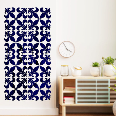 wall1ders 90 cm FleurBlue32_WFLP Self Adhesive Sticker(Pack of 32)