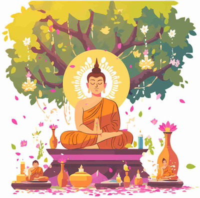 SkyOlla 60 cm Buddha Wall Sticker – Self Adhesive Vinyl Décor for Kids’ Room, Nursery Room Self Adhesive Sticker(Pack of 1)