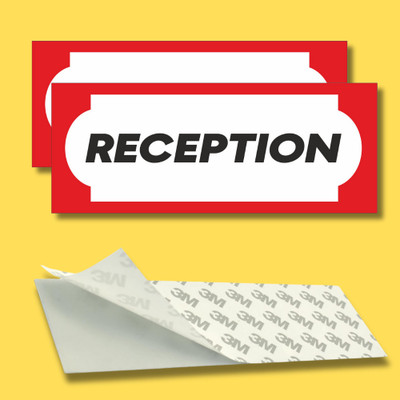 OMAXX INDIA 10 inch Reception Door Signage | Elegant Adhesive Vinyl Label for Offices & Cafés Self Adhesive Sticker(Pack of 2)