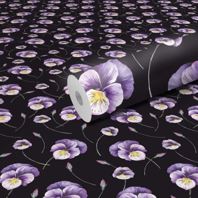 DeCorner 300 cm BlackPansy Self Adhesive Sticker(Pack of 1)