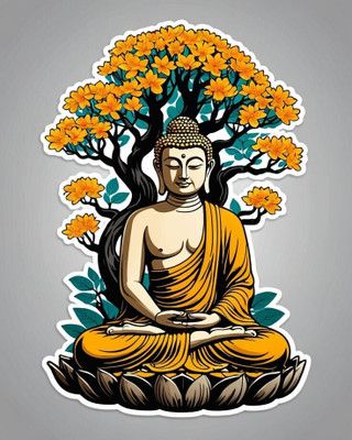 swaroopa 16.5 inch buddha sticker Self Adhesive Sticker(Pack of 1)