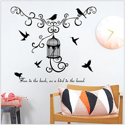 SmartWindow 50 cm Warm and Fun Modern Bird Cage' Self Adhesive Wall Sticker (50 CM X 70 CM) Self Adhesive Sticker(Pack of 1)