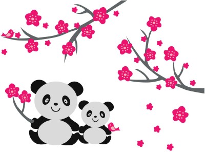 Azan Creation 83.82 cm Cute Panda Playing Wall Sticker for Bedroom Size - 83X60CM Self Adhesive Sticker(Pack of 1)