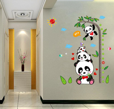 Divine Printry 63 cm Size, Panda Height Measure Design Wall Self Adhesive Sticker(Pack of 1)