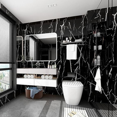 MOOZICO Abstract Black Wallpaper(60 cm x 200 cm)