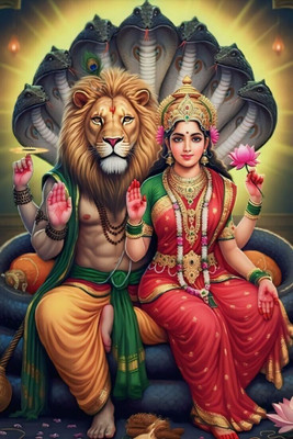 swaroopa 16.5 inch narsimha sticker Self Adhesive Sticker(Pack of 1)