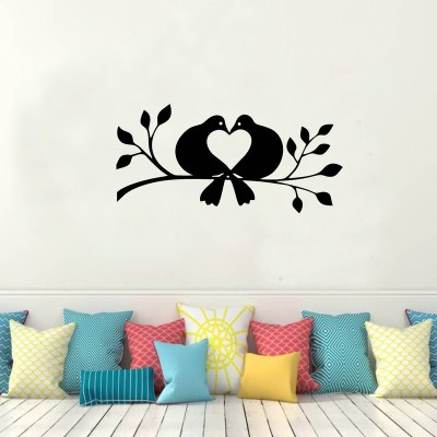 GLOBAL GRAPHICS 60 cm Home Décor Love Bird Sparrow Wall Sticker For Bedroom ,Wall Art (PVC Vinyl) Removable Sticker(Pack of 1)